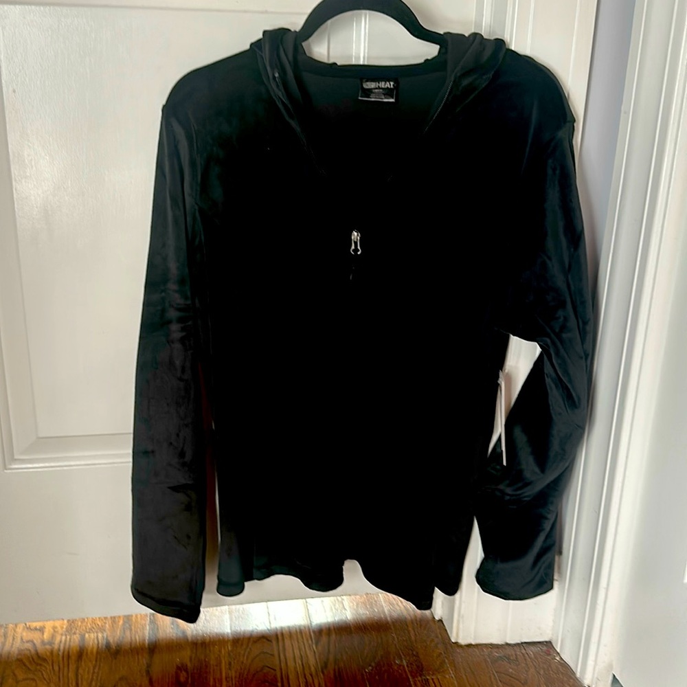 NWT Velour zip up hoodie black large
